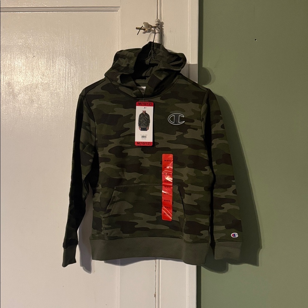Champion Youth kids Camouflage Medium 10/12 Green Unisex Boys & Girls Hoodie
